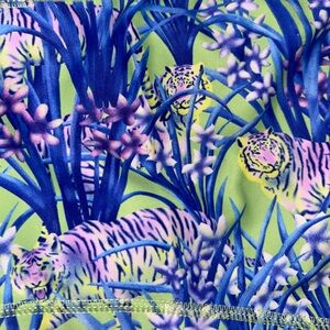 KFT Tiger Tropical Animal Print Athletic Shorts S/M